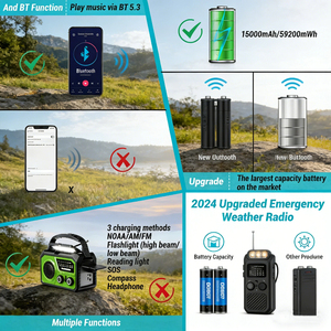 Radio d'urgence solaire/à manivelle Alecter APH-SR18 Outdoor Energy Nexus multi-charge avec prévisions météo NOAA, batterie externe, boussole et triple lampe - Product Image 6