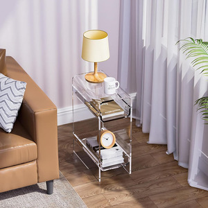 Clear Acrylic Side <strong>Table</strong> <strong>Narrow</strong> Slim End <strong>Table</strong> for Small Spaces Skinny Nightstand <strong>Bedside</strong> <strong>Table</strong> for Bedroom Living Room Office - Product Image 5