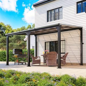 Pérgola para Patio, Gazebo con Techo Inclinado, Pérgola Grande de Pared, Toldos Resistentes, para Jardín, Terraza, Patio, Protección contra la Lluvia - Product Image 1