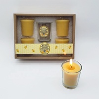 GB46-51F Vente en gros de bougies décoratives en cire d'abeille, bougies votives en verre parfumées, ensemble cadeau