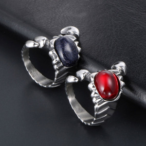 Scorpio Insect <b>Ring</b> Men's <b>Titanium</b> Steel Blue Stone Bezel Setting Gift Jewelry SA426 - Product Image 4