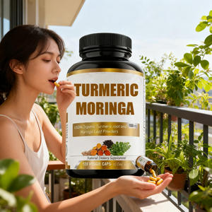 Supplément de poudre de feuille de curcuma et de moringa biologique personnalisé Capsule de biopérine antioxydante Bienfaits pour la santé - Product Image 5