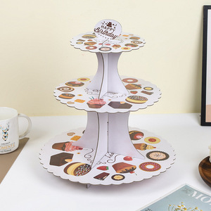 3 Tier <strong>Paper</strong> <strong>Cake</strong> Stand Cardboard Dessert Pastry Cupcake <strong>Display</strong> Stands for Wedding Birthday Party Decorating - Product Image 6