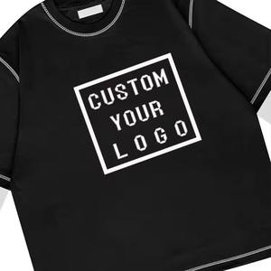 T-shirt à manches longues pour homme, impression de logo personnalisée de haute qualité, 100% coton double couche, patchwork bicolore, couture inversée - Product Image 3