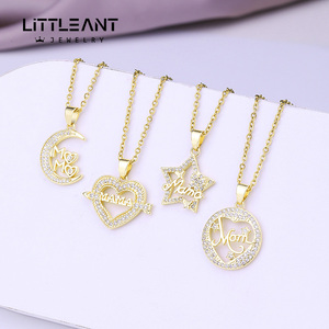 Gioielli di Design di moda cuore stella luna placcato oro in acciaio inox collana per la mamma regali - Product Image 2