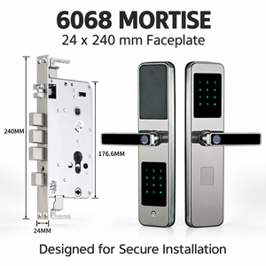 Serrure de porte intelligente biométrique Sinon Silver, double lecteur d'empreintes digitales, clavier, application TTLock, contrôle d'accès pour bureau, appartement, hôtel - Product Image 1