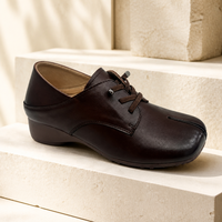 Chaussures Tabi en Cuir pour Femmes OEM ODM Antidérapantes à Lacets Solides Confortables à Semelle Compensée Bout Rond Type Oxford Marque Privée