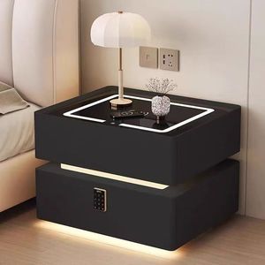 Smart <strong>Bedside</strong> <strong>Table</strong> Floating Light Modern <strong>Minimalist</strong> Wireless Charging Multifunctional Luxury Wooden Bedroom Living Room - Product Image 1