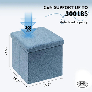 T Faux lin tissu pliant Polyester tabouret stockage pouf conception personnalisée disponible - Product Image 3