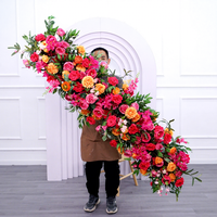 Décoration de scène de mariage, vente en gros de chemins de table en fleurs de soie, roses, de haute qualité, aux couleurs vives, pour la décoration de mariage