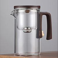 Théière en verre borosilicate soufflé à la main, résistante à la chaleur, avec couvercle magnétique en acier inoxydable, capacité 520 ml/720 ml, filtre à thé