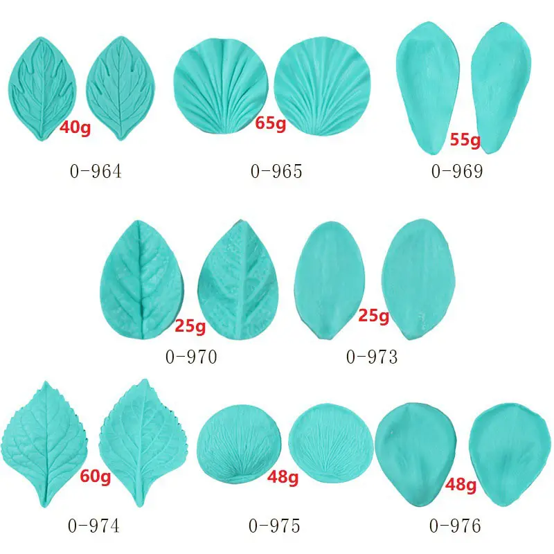 Vente de nombreuses sortes de pétales de fleurs, feuilles, moules à chocolat, argile, gâteaux en sucre et outils de décoration