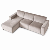 Canapé modulaire moderne en forme de L avec chaise longue gauche, assise profonde et accoudoirs larges, idéal pour salon, appartement, hôtel, villa