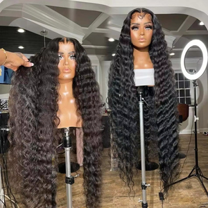Perruques en cheveux humains naturels de <span class=keywords><strong>26</strong></span> <span class=keywords><strong>pouces</strong></span>, Deep Wave, avec dentelle transparente invisible HD 13x4, <span class=keywords><strong>Perruque</strong></span> Lace Front en cheveux humains - Product Image 2