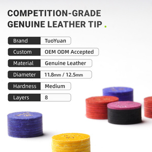 TuoYuan 2026 Nouvelle Arrivée Embouts de queue de billard et de snooker personnalisés en cuir de porc premium 8 couches, Fourniture en gros pour fabricants de queues - Product Image 2