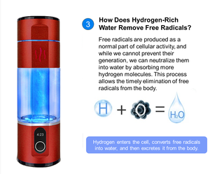 Gobelet à eau riche en hydrogène portable rouge de 210 ml avec générateur d'hydrogène intégré pour la santé, le bien-être et les voyages - Product Image 3