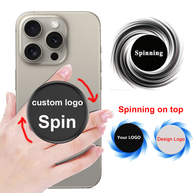 Promotional Gifts Spinning Phone Socket Holder Grip Custom logo Acrylic Spin Mobile Phone Grip Rotation Holder Socket Spinners
