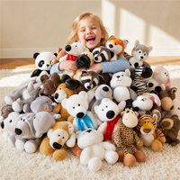 Fabricant de jouets en peluche doux sur le thème des animaux de la jungle, ensemble de peluches personnalisables avec logo pour boutique de souvenirs, commande en gros, série mixte