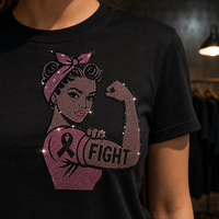 Transfert thermique en strass pour t-shirts, slogan de sensibilisation au cancer du sein, embellissement thermocollant pour vêtements, gants de boxe, vente en gros