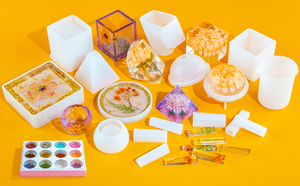 14 에폭시 몰드 세트 포함 볼 큐브 피라미드 재떨이 코스터 크리스탈 스톤 펜던트 실리콘 몰드 DIY 스타터 키트 - Product Image 5