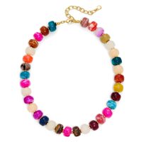 CYNYA Collar de cuentas de resina coloridas, gargantilla con colgante de corazón hecho a mano para mujer, joyería informal de moda