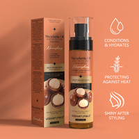 Spray capillaire protecteur thermique à l'huile de macadamia, marque privée, hydratation intense, protège contre les dommages thermiques, spray jusqu'à 450°F ° F