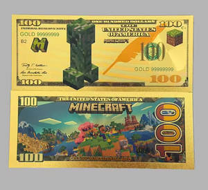 Nouveauté 2026 : 10 types de billets de banque Anime Mine Craft d'Amérique plaqués or 24 carats pour collection - Product Image 6