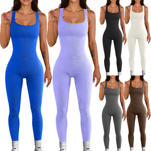 Combinaison côtelée sans manches pour femme 2026 – Idéale pour la danse, le fitness et le yoga – Combinaison une pièce pour le sport - Product Image 1