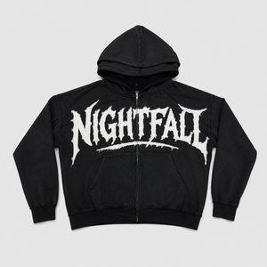 Sudadera con capucha para hombre OEM de algodón de alto gramaje, con lavado ácido, pedrería y cremallera, diseño gráfico grueso, estilo streetwear, de alta calidad, con logotipo personalizado - Product Image 3