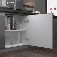 SOFEYIA disesuaikan abu-abu akrilik UV pernis MDF Carcase lemari dapur wastafel lembut menutup engsel keran kaca rumah Prefab
