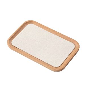 Solid Wood Jewelry Display Tray Linen Lined Rectangle Square Oval For <b>Necklace</b> <b>Ring</b> Earring Photography Props - Product Image 5