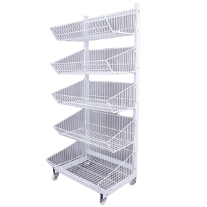 Portable Metal 5-Layer White Baskets Powder Coated <b>Stacking</b> Rack 580*450*1450mm - Product Image 1
