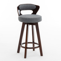 Chaise de bar moderne en bois massif légère avec siège rembourré et repose-pieds pour îlot de cuisine, salle de sport et café – Offre Spéciale