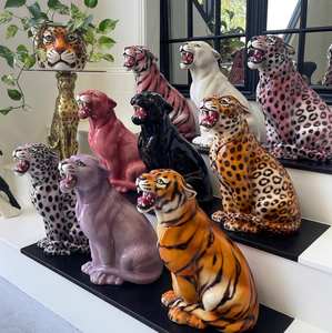 Escultura de leopardo de <span class=keywords><strong>animal</strong></span> de fibra de vidrio personalizada para exteriores, estatua artística de resina para jardín y Casa, regalo - Product Image 1