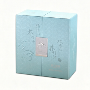 Boîte cosmétique rigide élégante de couleur turquoise avec fenêtre transparente et logo estampé à chaud pour un emballage haut de gamme - Product Image 2