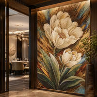 Peinture murale décorative personnalisée de luxe en mosaïque florale découpée à la main pour la maison, l'hôtel, le restaurant, les espaces commerciaux