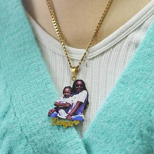 Collana con Catena Cubana in Oro e Ciondolo Personalizzato con Foto, Collane Personalizzate con Nome e Famiglia, Gioielli Commemorativi con Ritratto a Colori - Product Image 4