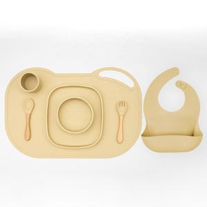 Nuevo juego de vajilla para niños pequeños sin BPA, cuencos de cena de silicona para bebés, plato de Ventosa con patrón impreso para niños de alimentación pegajosa - Product Image 6