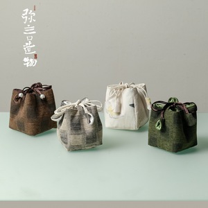 Sac à thé à cordon de serrage, petit et portable, pour accessoires de cérémonie du thé, avec trois significations et mille univers - Product Image 1