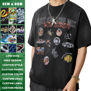 Camiseta Oversize de Algodón Pesado con Estampado Digital de Slogan y Fuente Desgastada, Estilo Urbano DTG, Manga Corta, Color Liso, 285 Gramos - Product Image 1