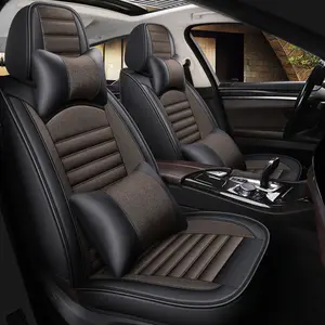 Auto personalizado 9 piezas negro delantero y trasero fundas de asiento de cuero Universal conjunto completo de lujo fundas de asiento de coche para Toyota Camry