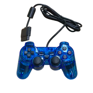 Azul <span class=keywords><strong>PS2</strong></span> Gamepad con cable Joystick Controlador transparente Manette Clear Blue Controlador Mando <span class=keywords><strong>Shock</strong></span> PC Video Game Compatible - Product Image 1