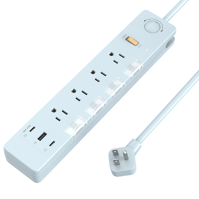 Surge Protector USA Power Strip 4 AC Outlets 1 USB 2 C Port FCC ETL Certified  Wall Mount Desktop Extension Cord Factory Direct