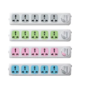 colorful 5 outlets universal standard overload protection extension socket power strip