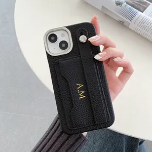 新产品定制初始正品卵石皮手机套适用于iPhone 15 pro max手机套皮革后盖
