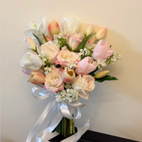 C727 Fleur de mariage Touche réelle Latex Tulipe Calla Lily Bouquet de fleurs artificielles Photographie de mariage Bouquet de mariée