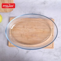 Pyglass Nouvelle conception de plats de cuisine, lot de 3 plats à four ovales en verre borosilicate de haute qualité sans couvercles, excellent aide de cuisine
