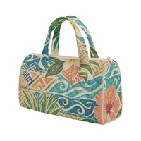 Sac fourre-tout personnalisé en polyester avec broderie florale Hibiscus des Fidji pour le shopping, les voyages et les marques privées