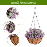 Panier suspendu en coco avec fleurs artificielles mélangées, fausse lavande, rose, eucalyptus, résistant aux UV, pour jardin, balcon, décoration intérieure, OEM personnalisé