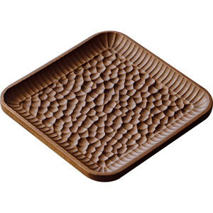 Walnut Wood Carved Square Tea Tray <b>Teacup</b> Mat Handmade Teapot Mat Set For Home Living Room Use - Product Image 5